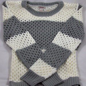 Arizona Jean Co. Mesh-Stitch Grey/Ivory Sweater